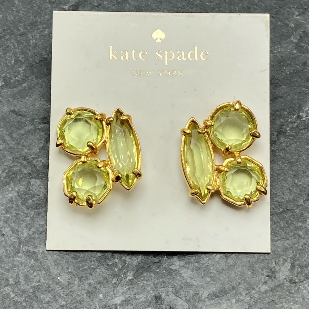 NWT Kate Spade cluster citrine green jewels facet gems stud earring